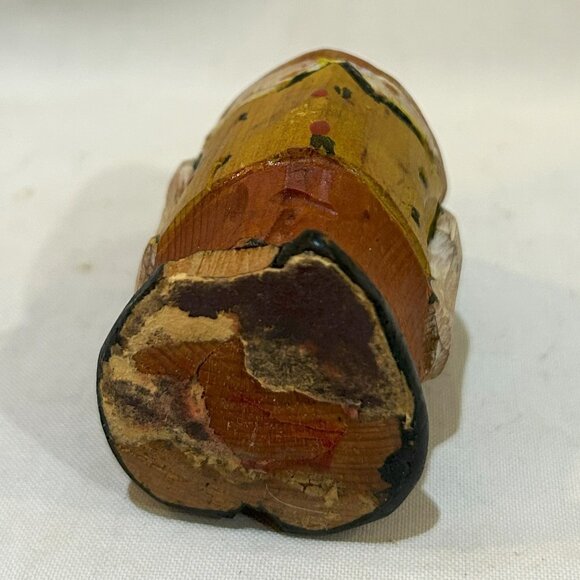 VTG Anri Hand Carved Painted Wood Big Mouth Toothpick Holder AS IS - Picture 5 of 8